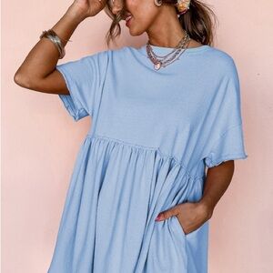 Light Blue Short Sleeve Dress